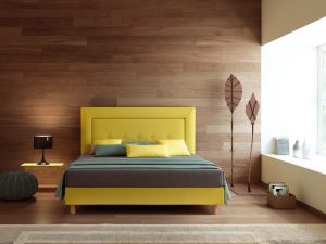 Κρεβάτι κομψό σε κίτρινο χρώμα