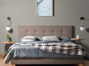 Κρεβάτι απλό minimal σε σκούρο μπεζ χρώμα